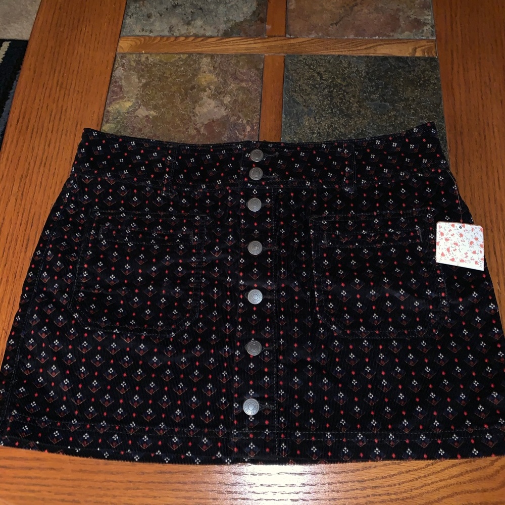 Free People Joanie Print Corduroy Skirt